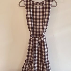 Black & White Check Drop Ruffle Maxi Linen Dress - made by "Not Perfect Linen"
